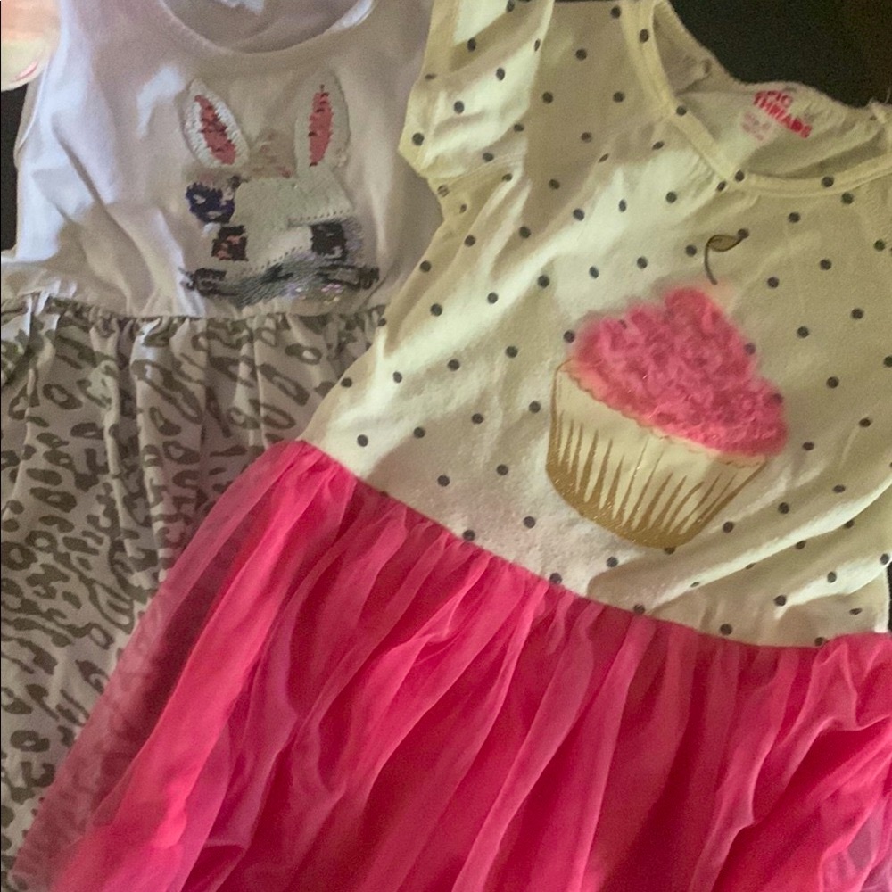 Bundle of 3 Pink and White Girls' Dress Set with Stuffed Bear